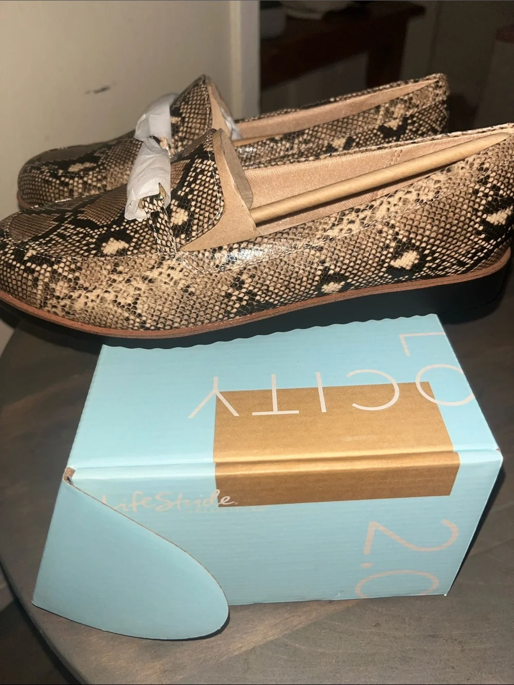 Life Stride Snake-Print Loafers in Brown and Black